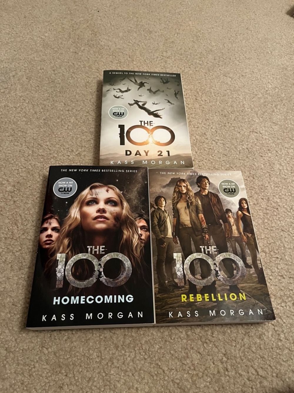 The 100 Trilogy Paperback Set by Kass Morgan - Black, White, Brown Covers